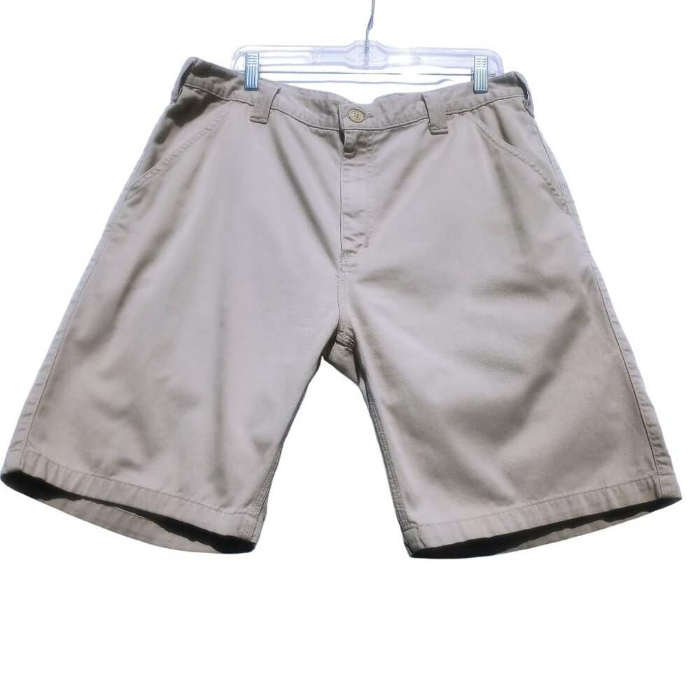 Carhartt Men's Chino Shorts Beige 100% Cotton Size 36 Casual Flat Front Shorts